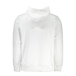 Calvin Klein White Cotton Sweater with hood and central pocket, featuring embroidery and logo, made of 100% organic cotton.