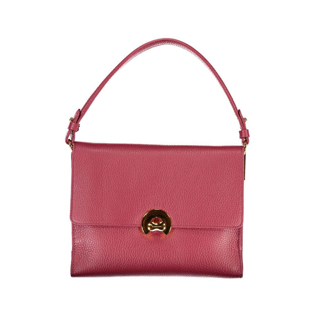 Coccinelle Red Leather Handbag with adjustable and removable shoulder strap, external pocket, and switch closure.
