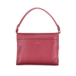 Coccinelle Red Leather Handbag with adjustable straps, external pocket, and logo emblem