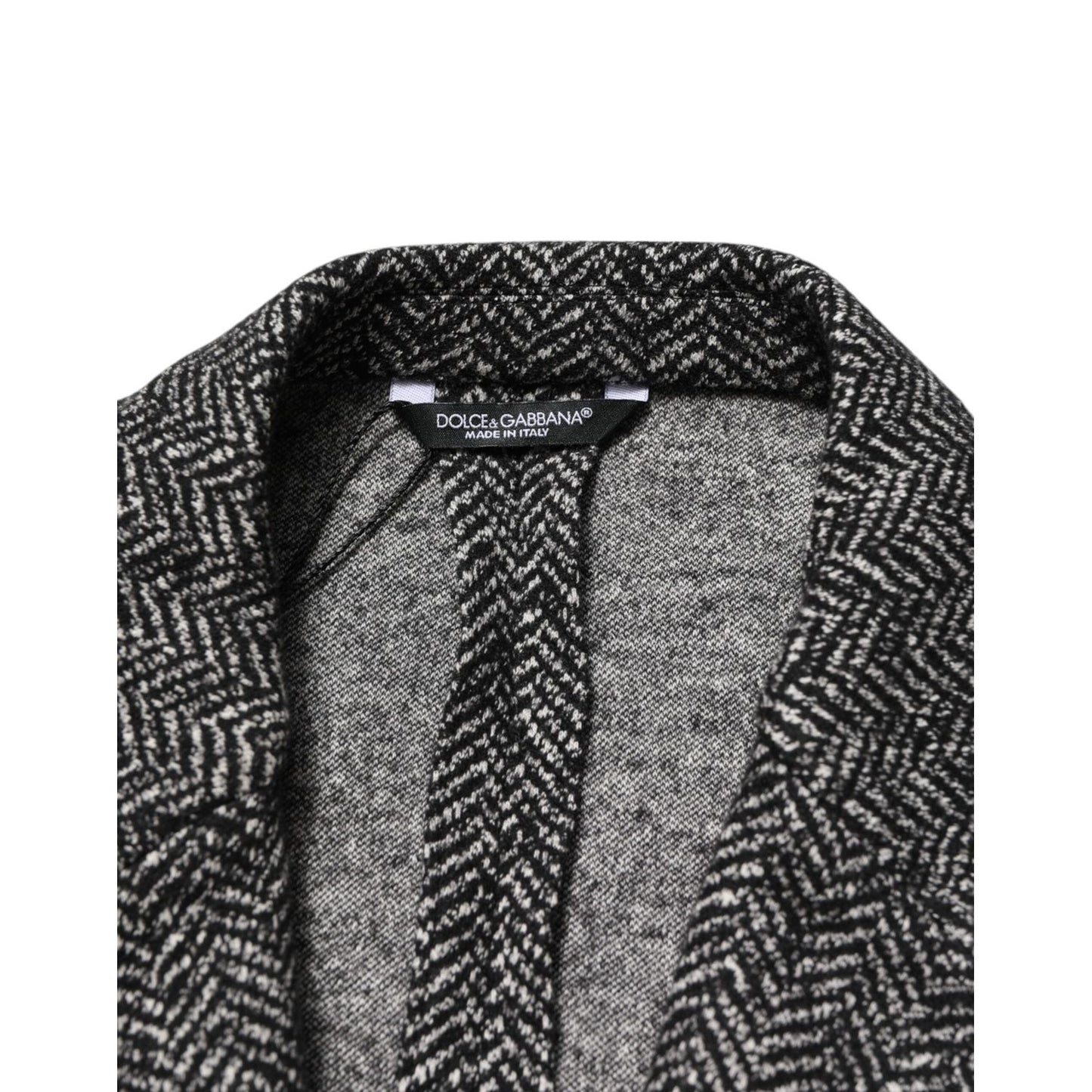 Dolce & Gabbana Dark Gray White Double Breasted Men Suit Blazer