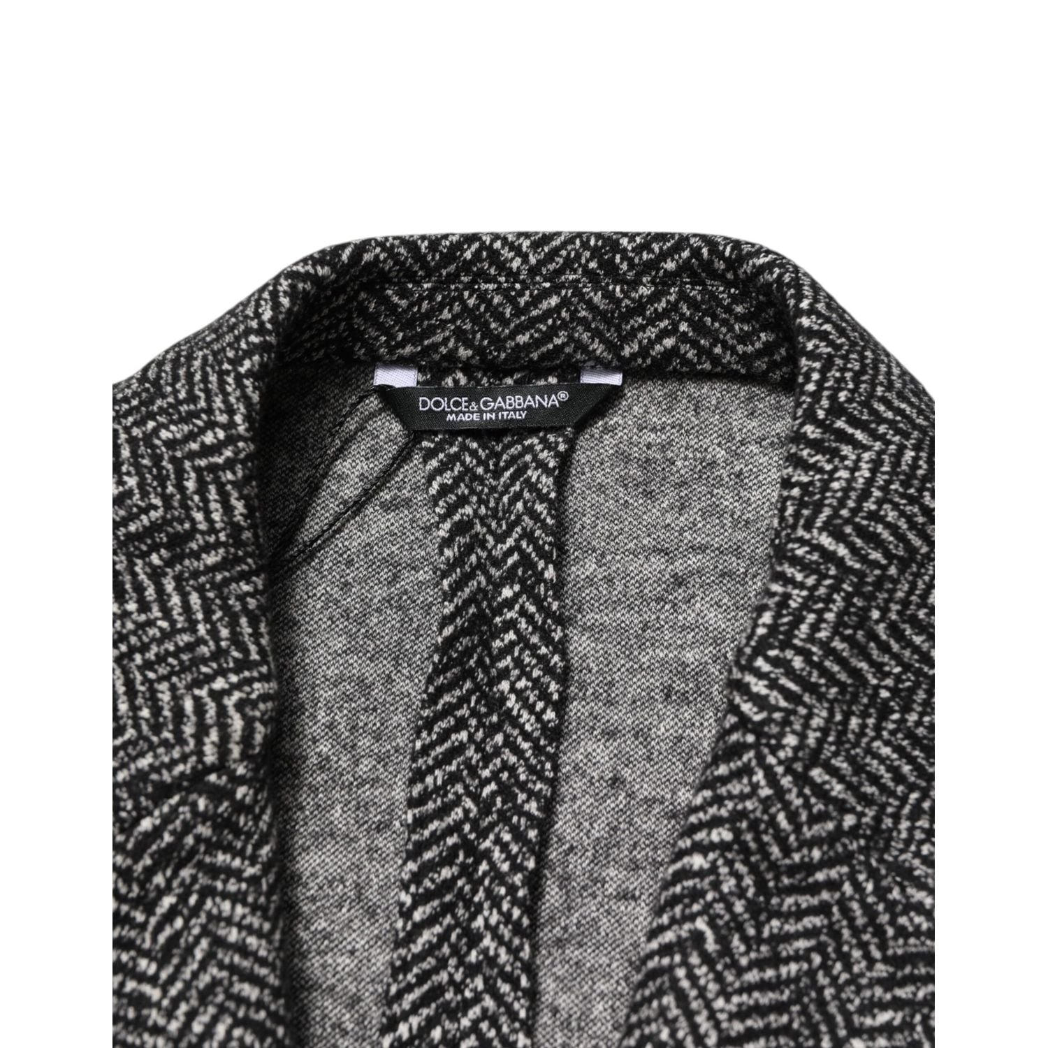 Dolce & Gabbana Dark Gray White Double Breasted Men Suit Blazer
