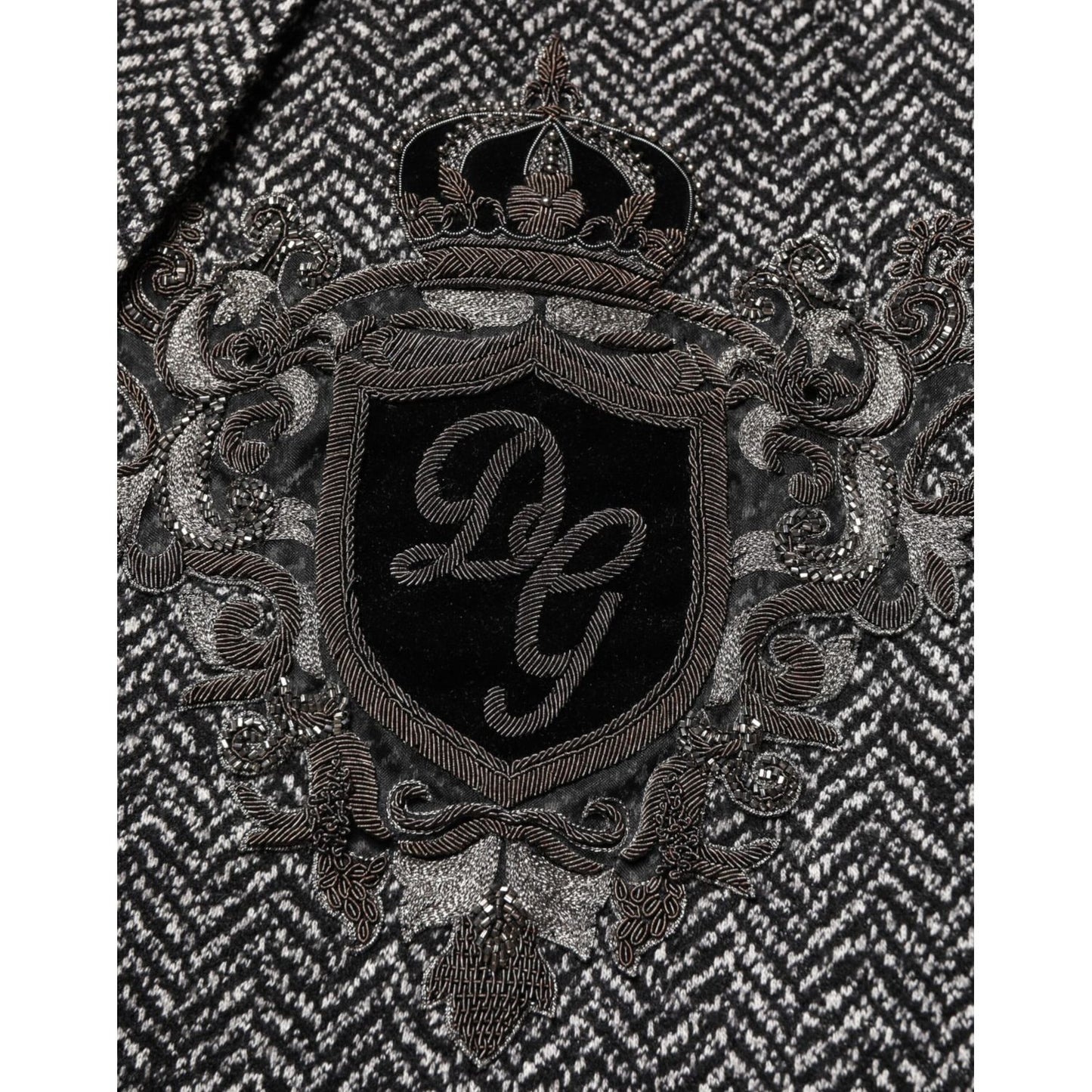 Dolce & Gabbana Dark Gray White Double Breasted Men Suit Blazer