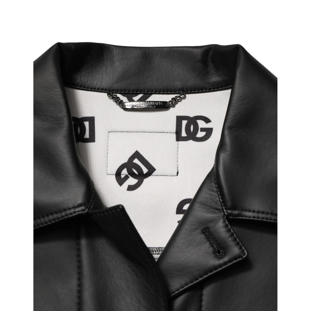 Dolce & Gabbana Black Polyester Button Down Biker Jacket