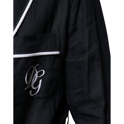 Dolce & Gabbana Dark Blue DG Embroidery Jacket Robe Blazer