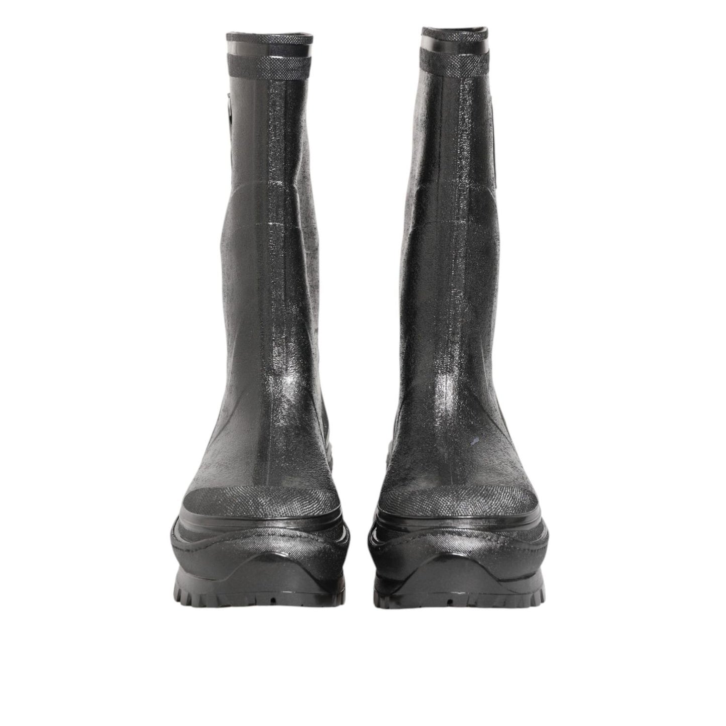 Dolce & Gabbana Metallic Gray Pull On Rain Boots Shoes