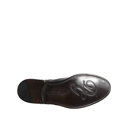 Dolce & Gabbana Black Leather Derby Wingtip Formal Shoes