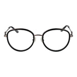 Guess Black Women Glasses Frame with full-rim black metal, round style, demo plastic lenses, size 53-18-145, includes branded case.