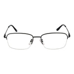 BMW Black Men Glasses Frame, black titanium half-rim design, demo lenses, rectangle style with branded case, size 56-18-145.