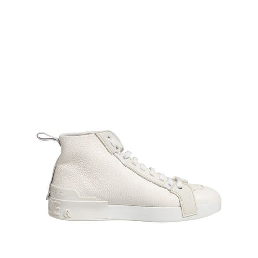 Dolce & Gabbana White Leather Mid Top Sneakers Shoes