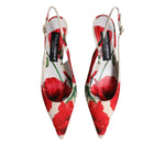 Dolce & Gabbana White Floral Heels Slingback Sandals Shoes LA11702-37
