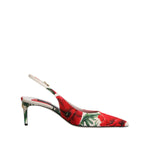 Dolce & Gabbana White Floral Heels Slingback Sandals Shoes LA11702-37
