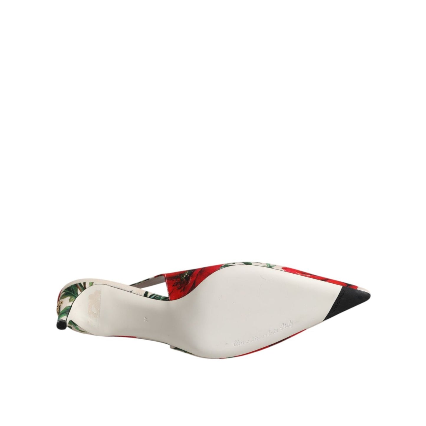 Dolce & Gabbana White Floral Heels Slingback Sandals Shoes LA11702-37
