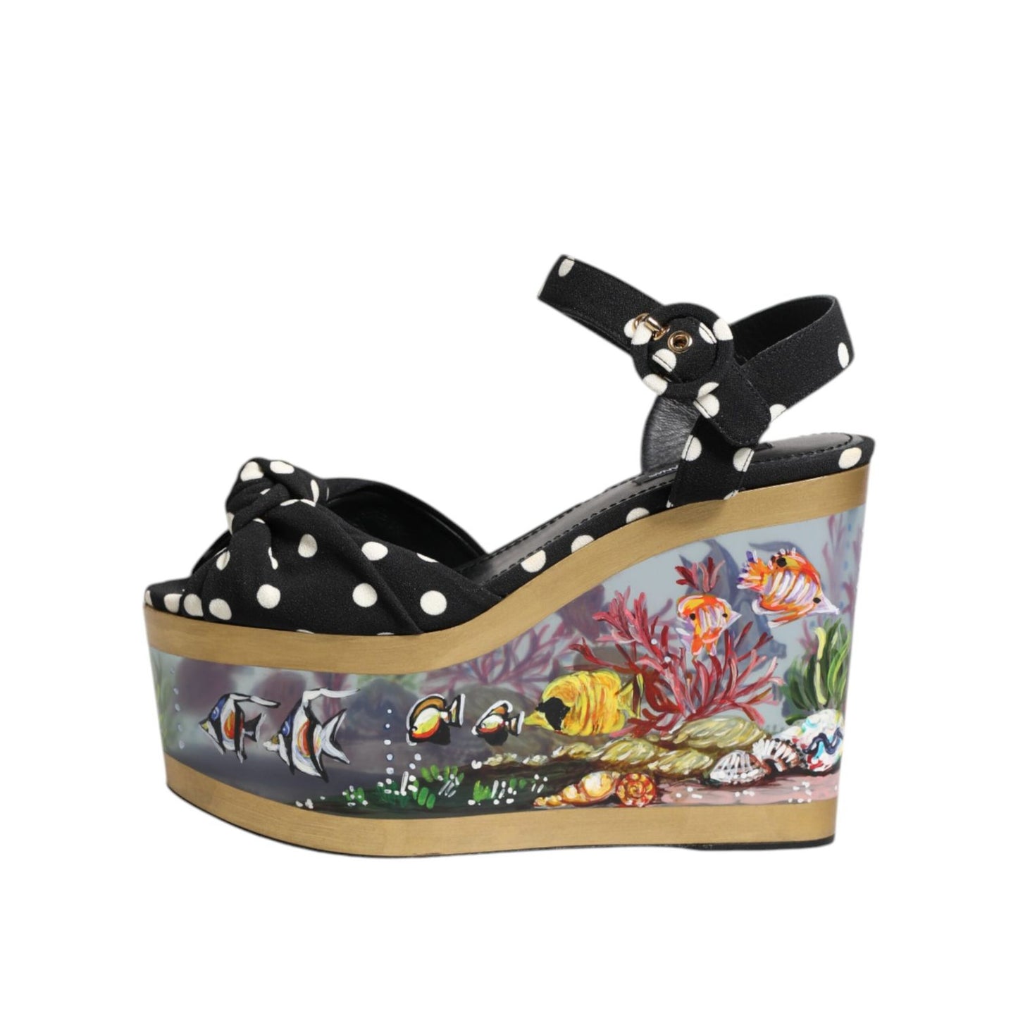 Dolce & Gabbana Multicolor Fish Polka Dot Wedge Sandals Shoes
