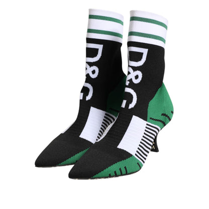 Dolce & Gabbana Green Stretch Sock Style Ankle Boots Shoes