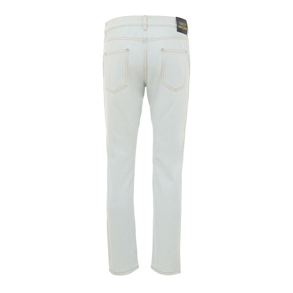 Gucci Blue Cotton Relaxed Fit Jeans