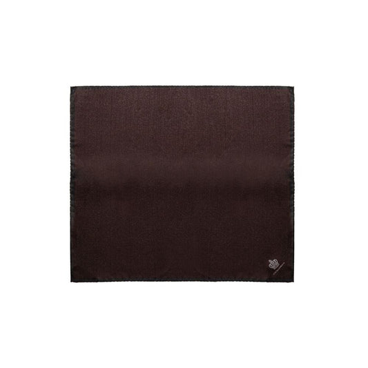 Dolce & Gabbana Brown Silk Pocket Square with logo and black border. High-quality silk accessory measuring 32x32, SKU GR412EG0U4CM3977.