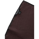 Dolce & Gabbana Brown Silk Pocket Square with black border and logo, 100% silk, size 32x32, SKU 25GIU25, luxury accessory.