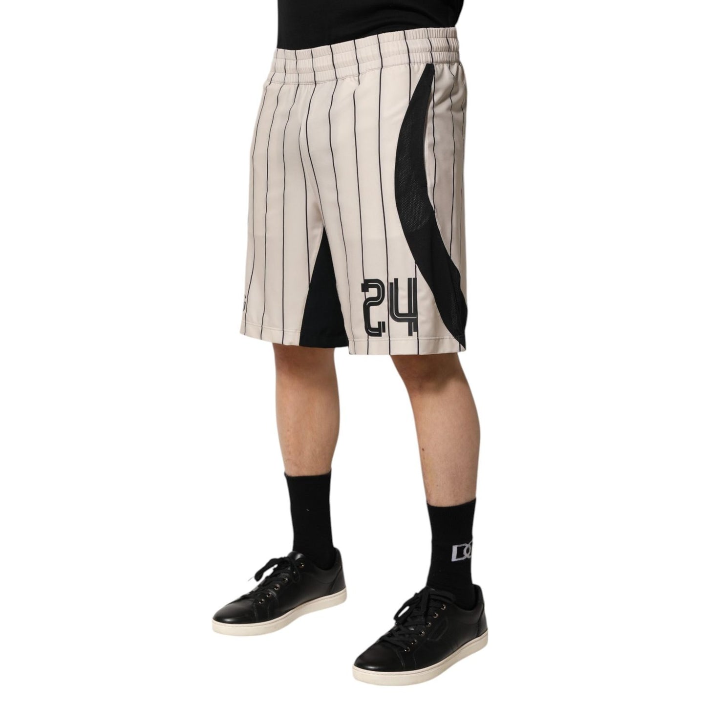 Dolce & Gabbana Off White Polyester DG Logo Sweatshorts Shorts