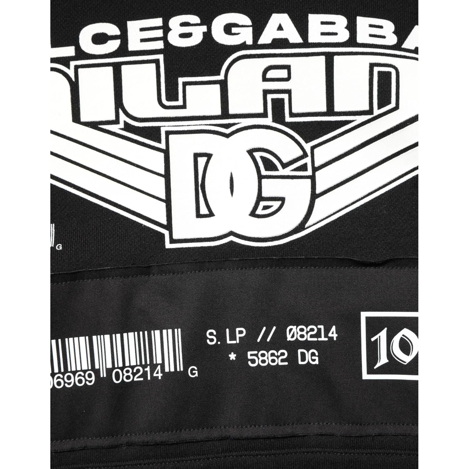 Dolce & Gabbana Black Cotton DG Milano Logo Print Hoodie Sweater