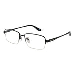 BMW Black Men Glasses Frame, titanium half-rim, rectangle design, demo lenses, includes branded case, size 57-17-145.