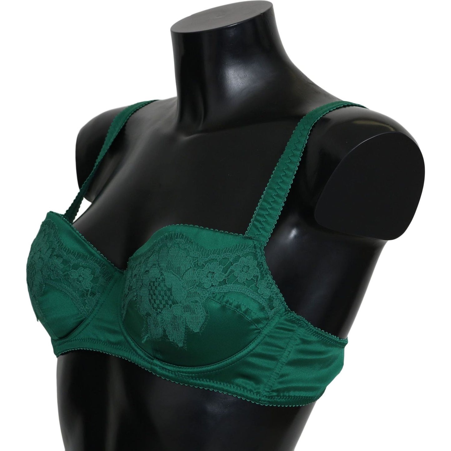 Dolce & Gabbana Green Silk Stretch Floral Lace Bra Underwear BIK235-XS
