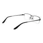 BMW Black Men Glasses Frame, metal half-rim with demo lenses; sleek rectangle style with black finish, size 56-16-150.