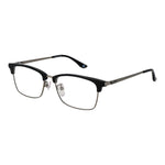 BMW Black Men Glasses Frame in black titanium, full-rim browline style with demo plastic lenses, size 54-17-145, includes branded case.