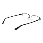 BMW Black Men Glasses Frame, half-rim titanium rectangle style with demo lenses, 55-17-145 size, includes branded case.