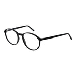 Andy Wolf Black Unisex Glasses Frame in acetate with full-rim panto design and 54-18-145 size, featuring demo lenses and spring hinge.