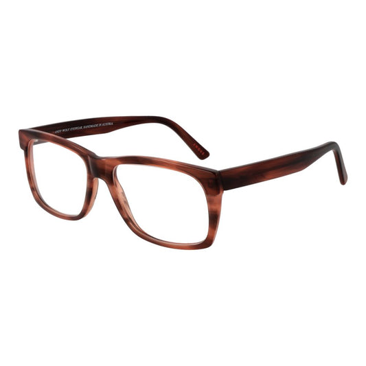 Andy Wolf Brown Unisex Glasses Frame, full-rim rectangular design, brown acetate, demo lenses, branded case included.