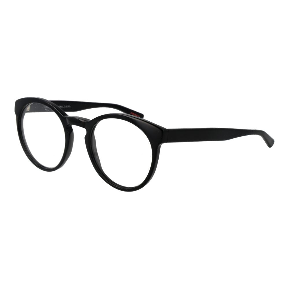 Andy Wolf Black Unisex Glasses Frame, black acetate full-rim round style with demo lenses and branded case included.