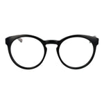 Andy Wolf Black Unisex Glasses Frame in round style made of acetate, full-rim design with demo lenses, shown with branded case included.