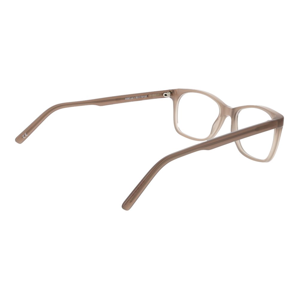 Andy Wolf Beige Unisex Glasses Frame in acetate, full-rim rectangle style, shown from side, includes branded case, demo lenses included.