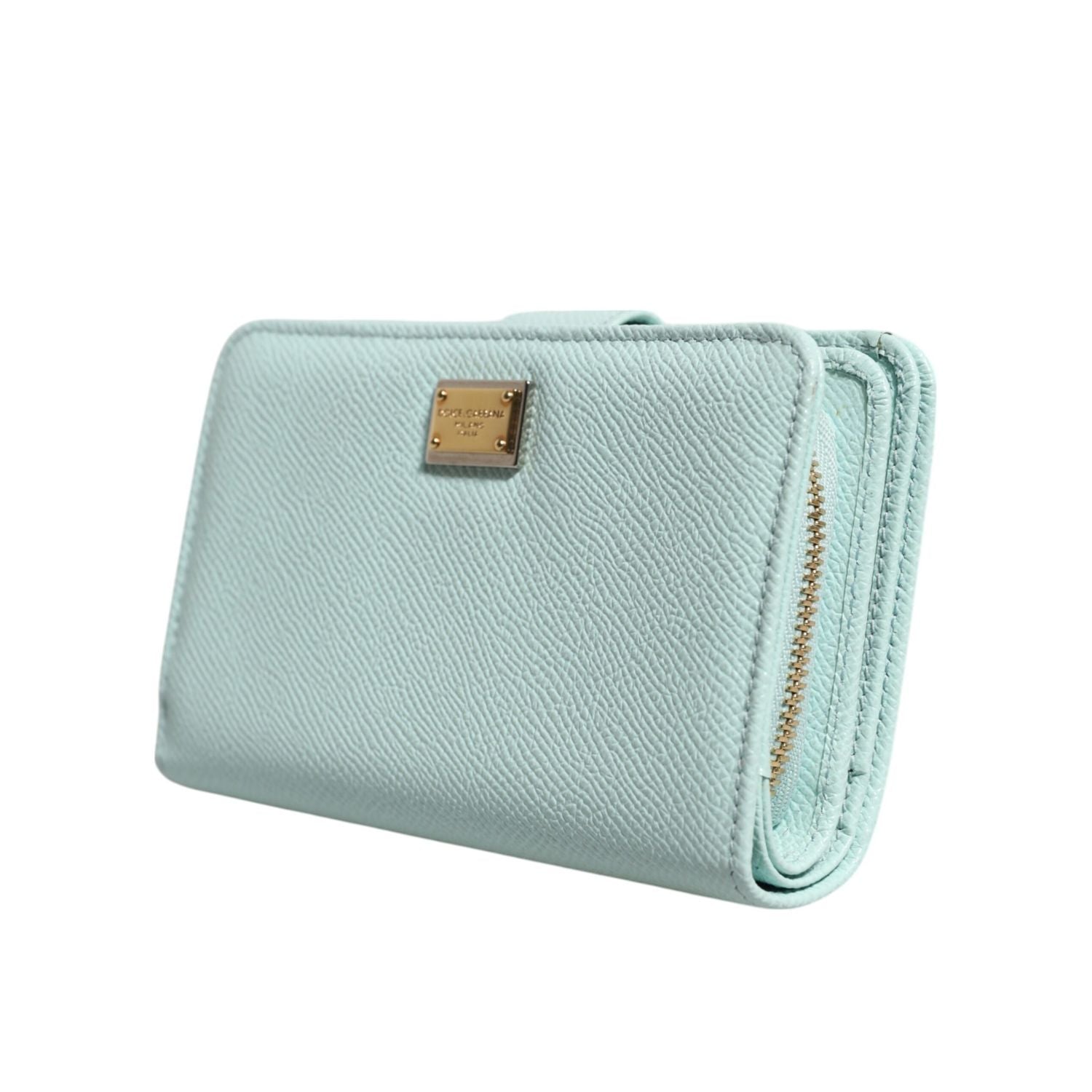Dolce & Gabbana Mint Green Leather Bifold Continental Clutch Wallet
