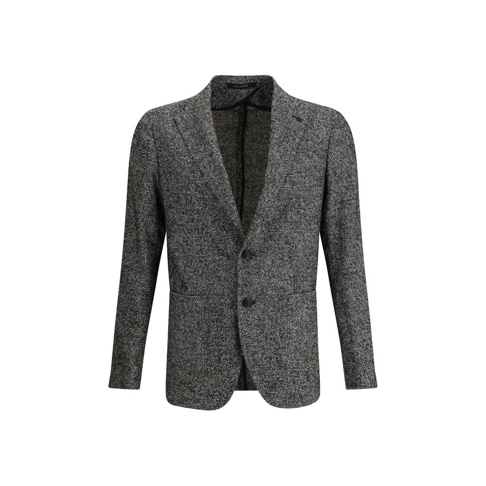 Tagliatore Gray Wool Blazer with classic lapel and textured weave, ideal for a polished look, made in Italy. AW25 season.