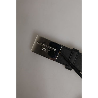 Dolce & Gabbana Black Leather Classic Metal Logo Buckle Belt