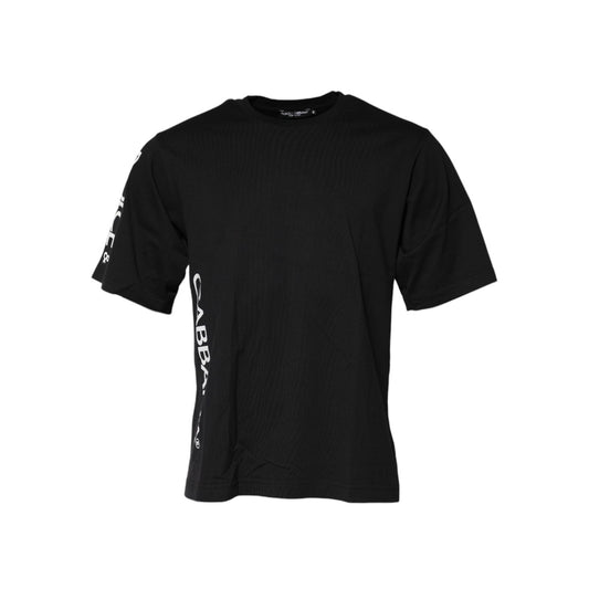 Dolce & Gabbana Black Logo Print Cotton Men Crew Neck T-shirt
