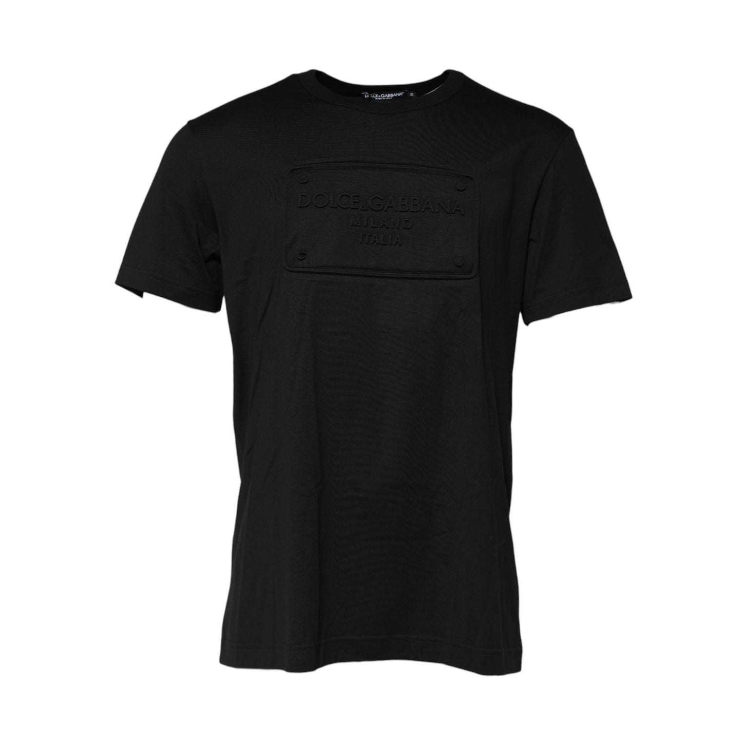 Dolce & Gabbana Black Embossed Logo Cotton Crew Neck T-shirt