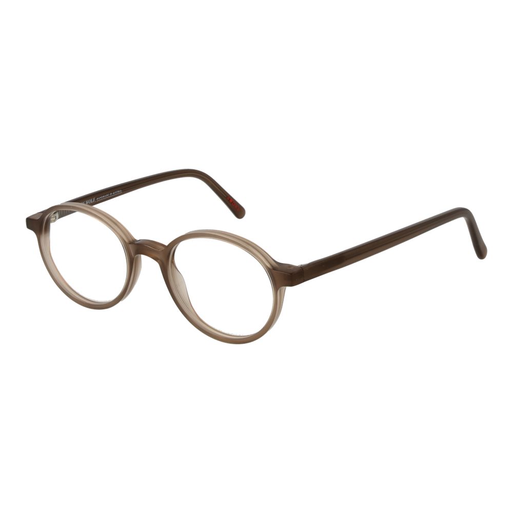 Andy Wolf Beige Unisex Glasses Frame in full-rim oval style with acetate material, demo lenses, and branded case included.