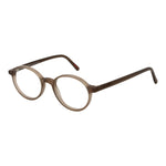 Andy Wolf Beige Unisex Glasses Frame in full-rim oval style with acetate material, demo lenses, and branded case included.