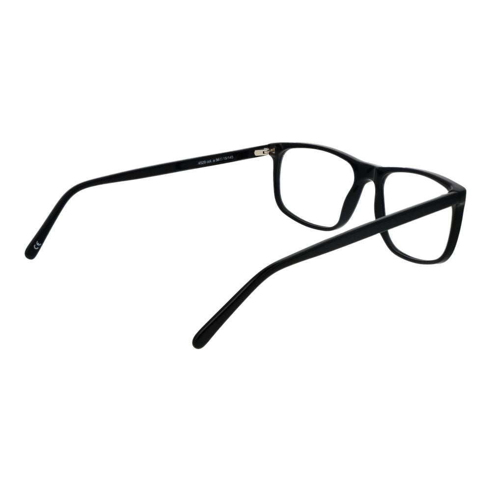 Andy Wolf Black Unisex Glasses Frame in acetate, full-rim rectangular style with demo lenses. Includes branded case.