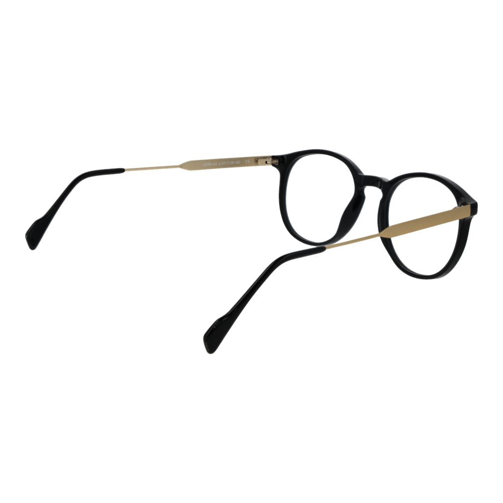 Andy Wolf Black Unisex Glasses Frame in black acetate, full-rim panto style with demo lenses, includes branded case, size 51-18-140.