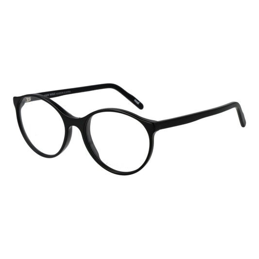 Andy Wolf Black Unisex Glasses Frame, full-rim acetate panto style, size 52-15-145, with demo lenses and branded case included.