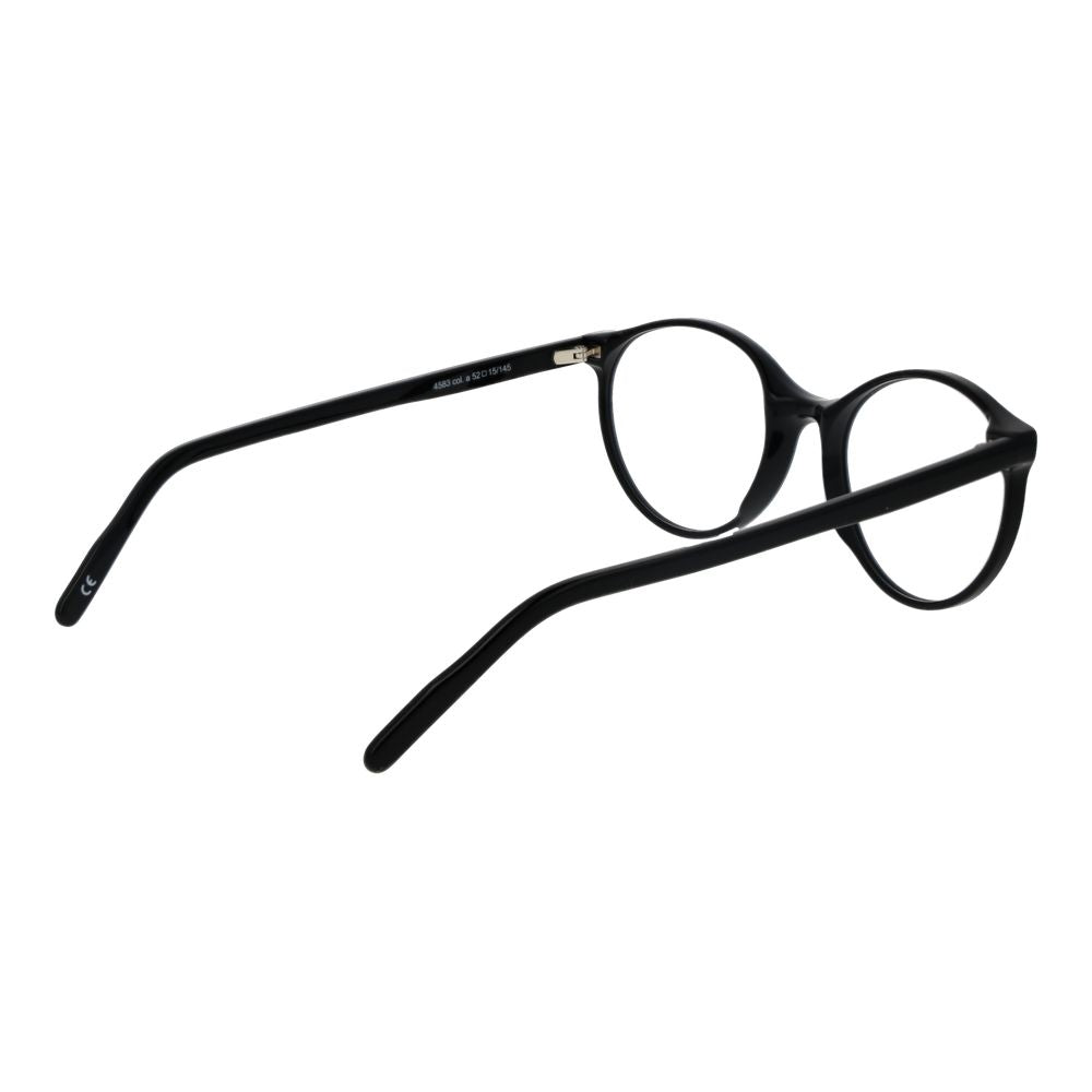 Andy Wolf Black Unisex Glasses Frame in full-rim acetate, panto style, showing side view with demo lenses, size 52-15-145.