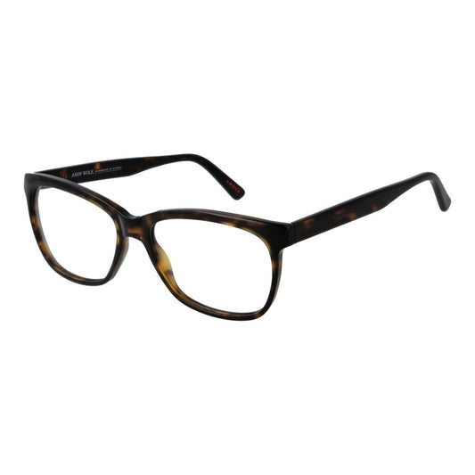 Andy Wolf Brown Unisex Glasses Frame made from acetate with full-rim design. Rectangle shape with plastic lenses and brown frame.