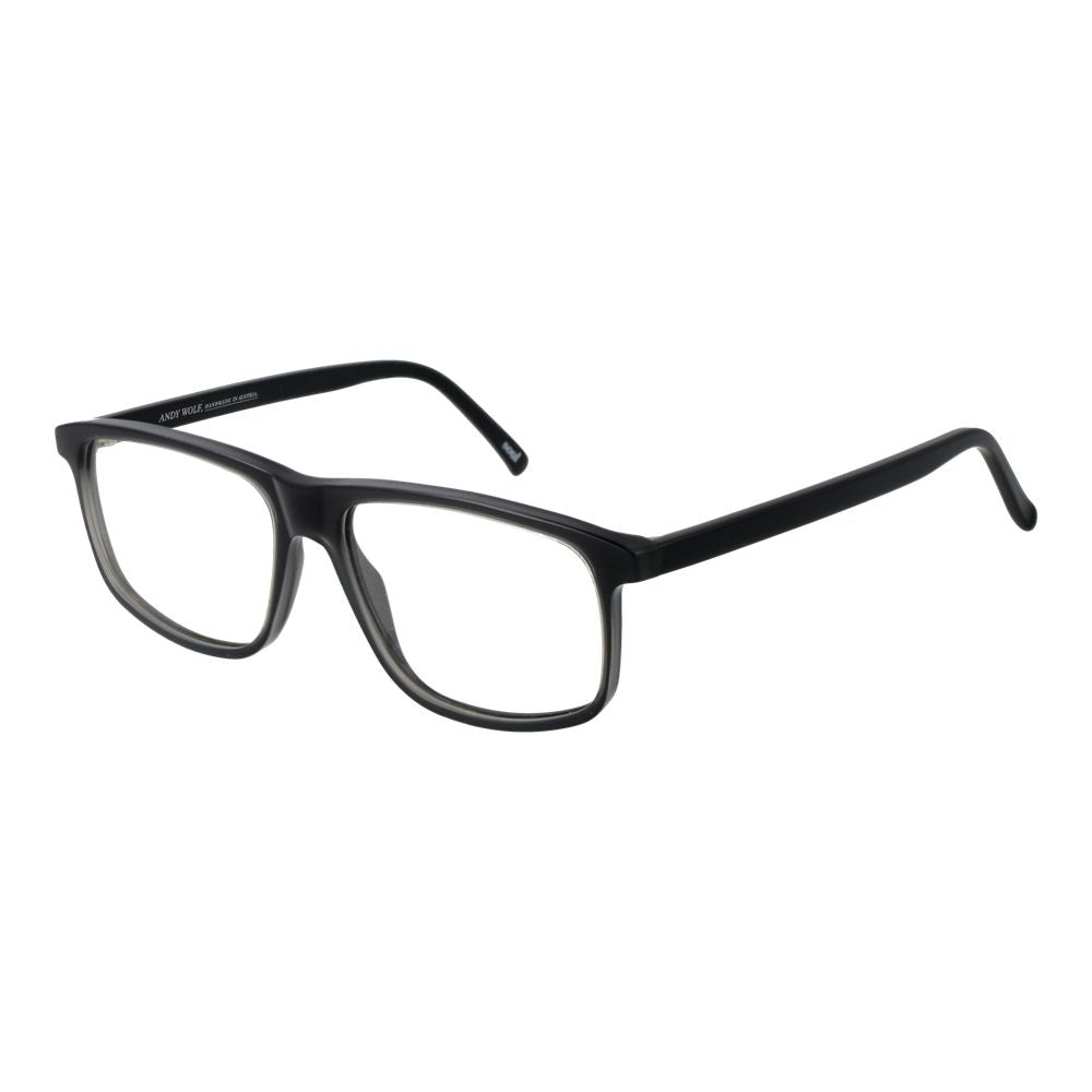 Andy Wolf Black Unisex Glasses Frame, full-rim acetate, rectangular style, size 58-15-145, black color, with branded case included.