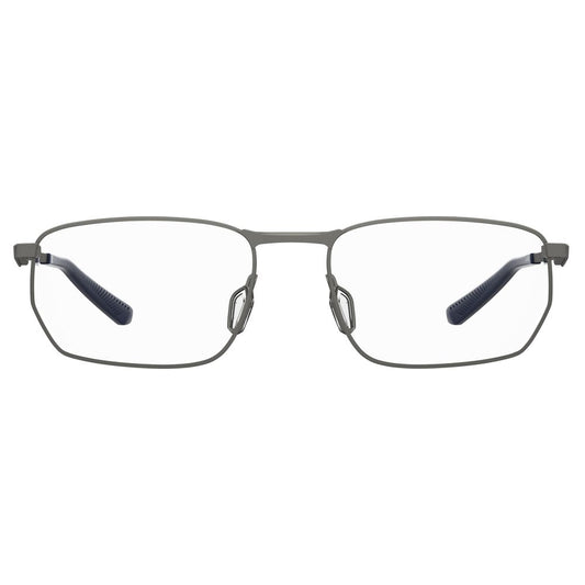 Under Armour Gray Metal Frames glasses with rectangular design, metal material, and dimensions 55/18/140mm for men.