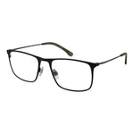 Land Rover Black Men Glasses Frame, rectangular full-rim stainless steel, demo lenses, 55-19-145 sizing, sleek design.