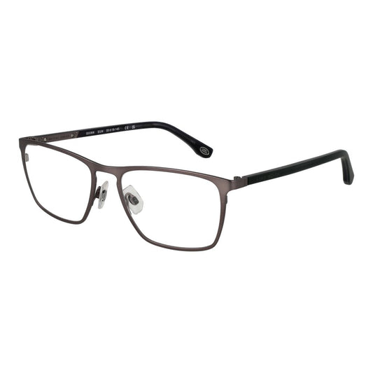 Land Rover Gray Men Glasses Frame in stainless steel, full-rim design, rectangle shape, with demo plastic lenses and branded case included.