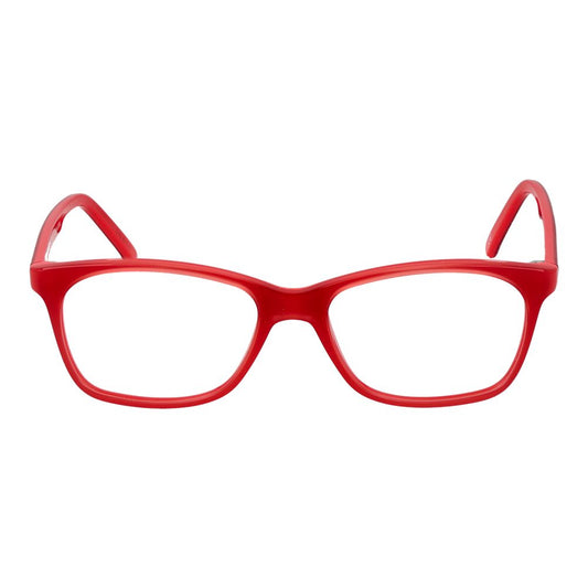 Andy Wolf Red Unisex Glasses Frame with full-rim red acetate, 50-15-135 size, rectangular style, shown with demo lenses and branded case.